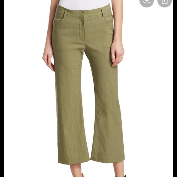 A.L.C. Linen teddy straight leg olive cropped pants size 4 - Picture 1 of 8